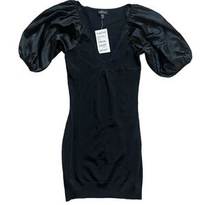 NWT Womene Bebe Black Stunning Balloon Sleeve Mini Dress - Sz XS